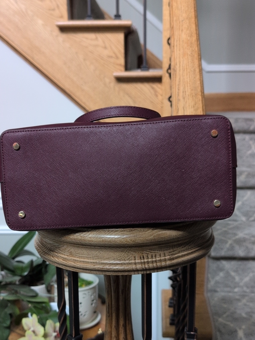 Kate Spade Two-Tone Pink & Plum Dome Satchel - Picture 6 of 9